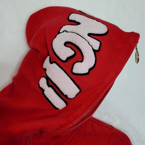Devil Nut Under Red Flag Burning Embroidered Heavyweight Hoodie Size XS - Picture 7 of 13